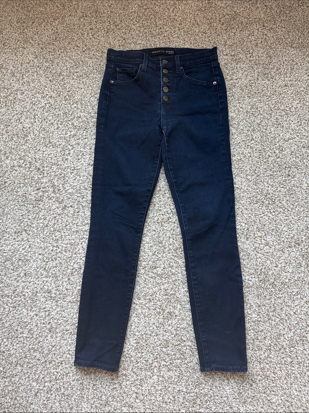 Veronica Beard Debbie Ankle Skinny High Rise Indigo Button Fly Jeans Size 27/4